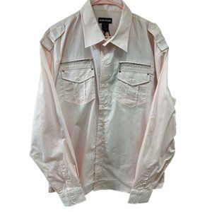 Blue Ocean Mens 2XL Pink Long Sleeve Button Up Dress Shirt Pockets Zipper NEW